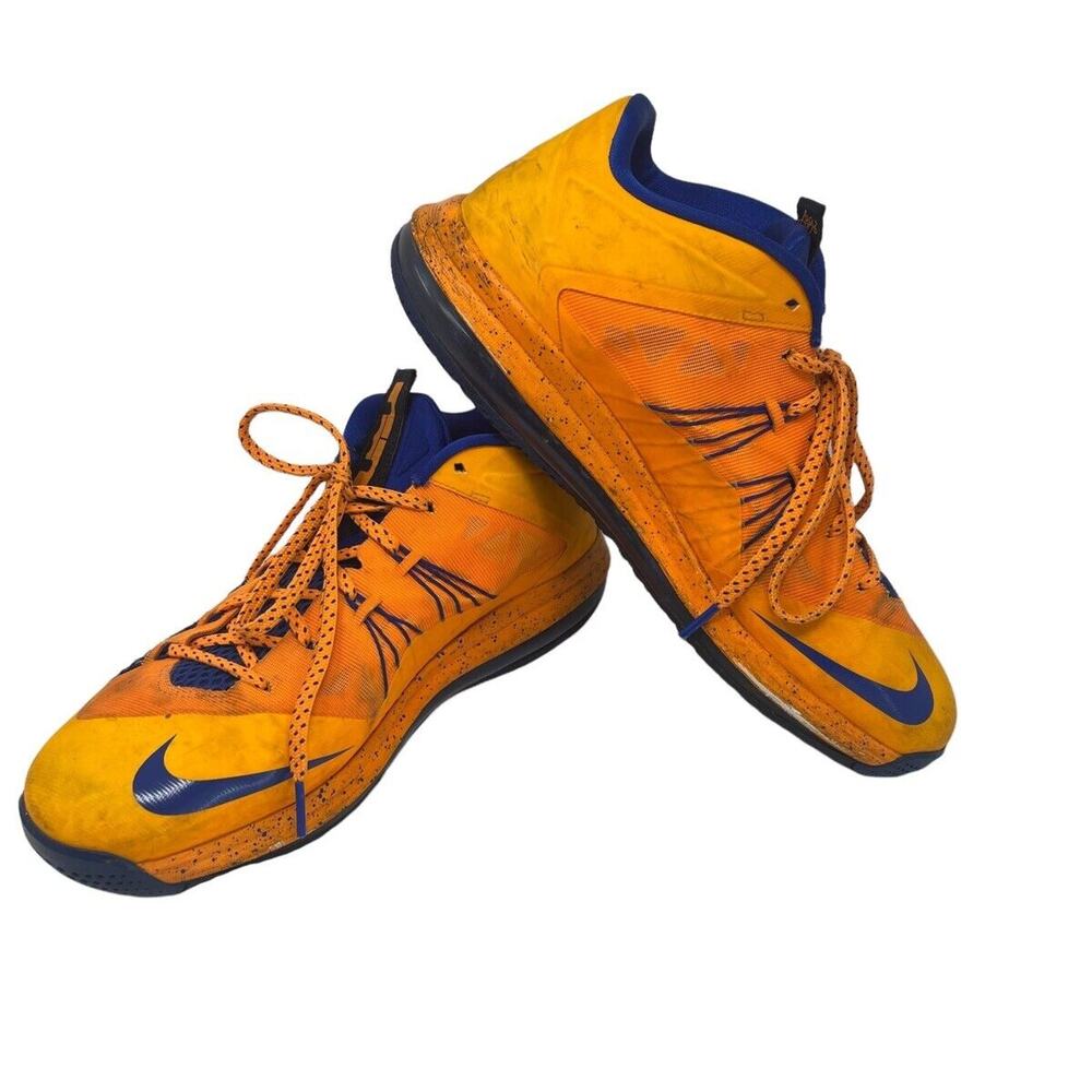 Size 11.5 - Nike Air Max LeBron 10 Low Sonic Orange/Blue 2013 style#579765-800